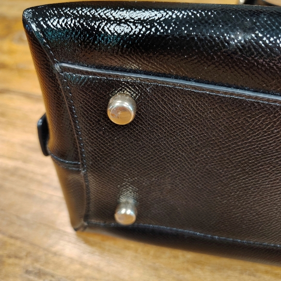 Coach Quinn Satchel Bag in Patent Black Leather with Strap - Picture 8 of 16